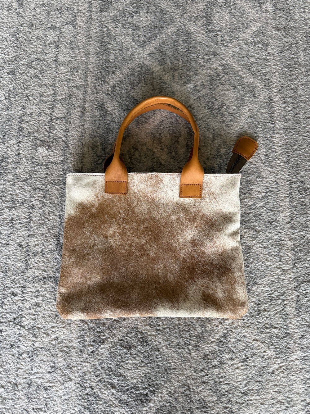Neutral Goat hide Tote Bag with Tan Leather Handles (handmade in Kenya)